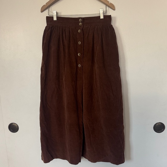 Vintage Lands' End Brown Pleated Corduroy Skirt - Picture 1 of 6